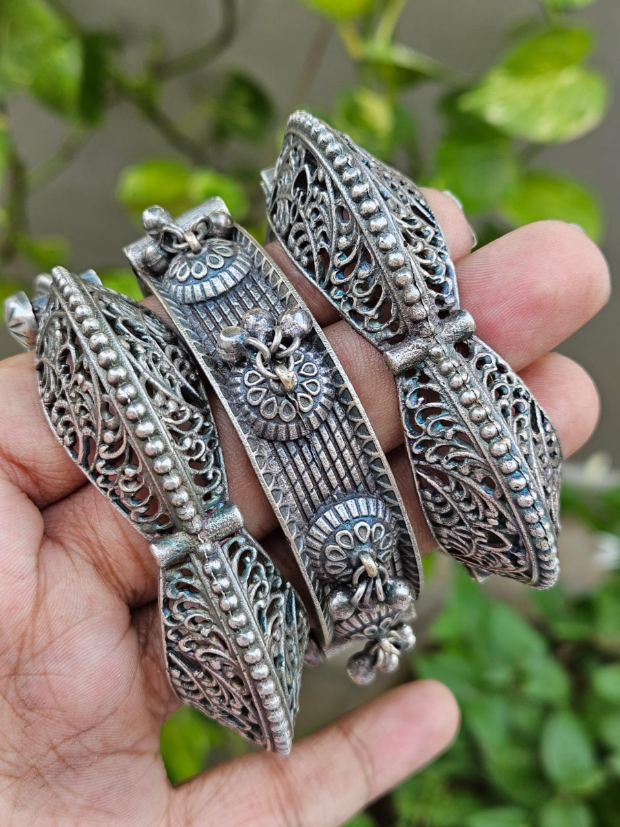 Oxidised Bangles - Buy Stylish Oxidised Silver Bangles Online in