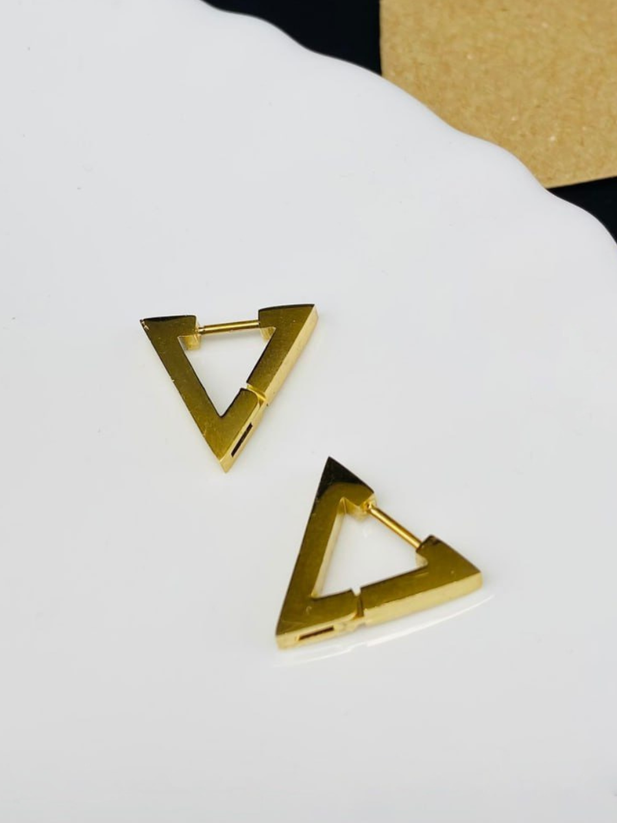 Triangle shaped hot sale gold earrings