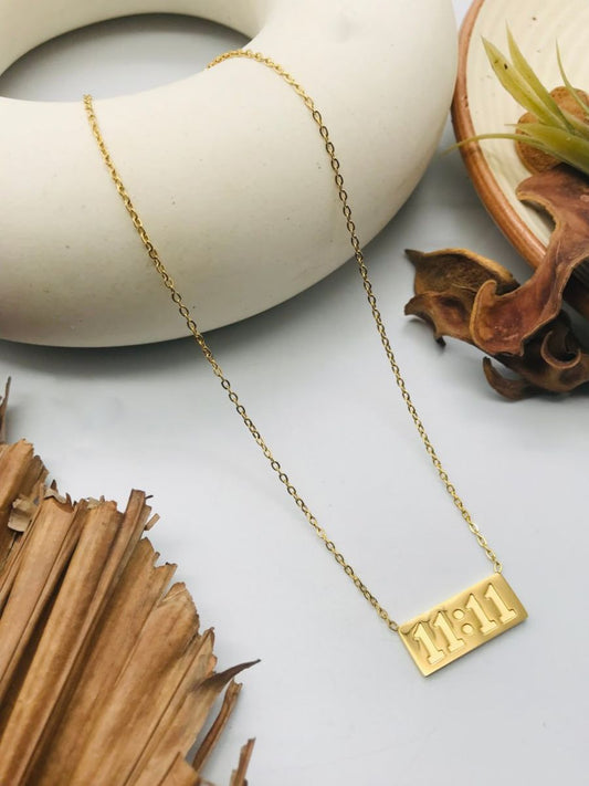 Buy Angel Number 11:11 Engraved Golden Chain Necklace - TheJewelbox