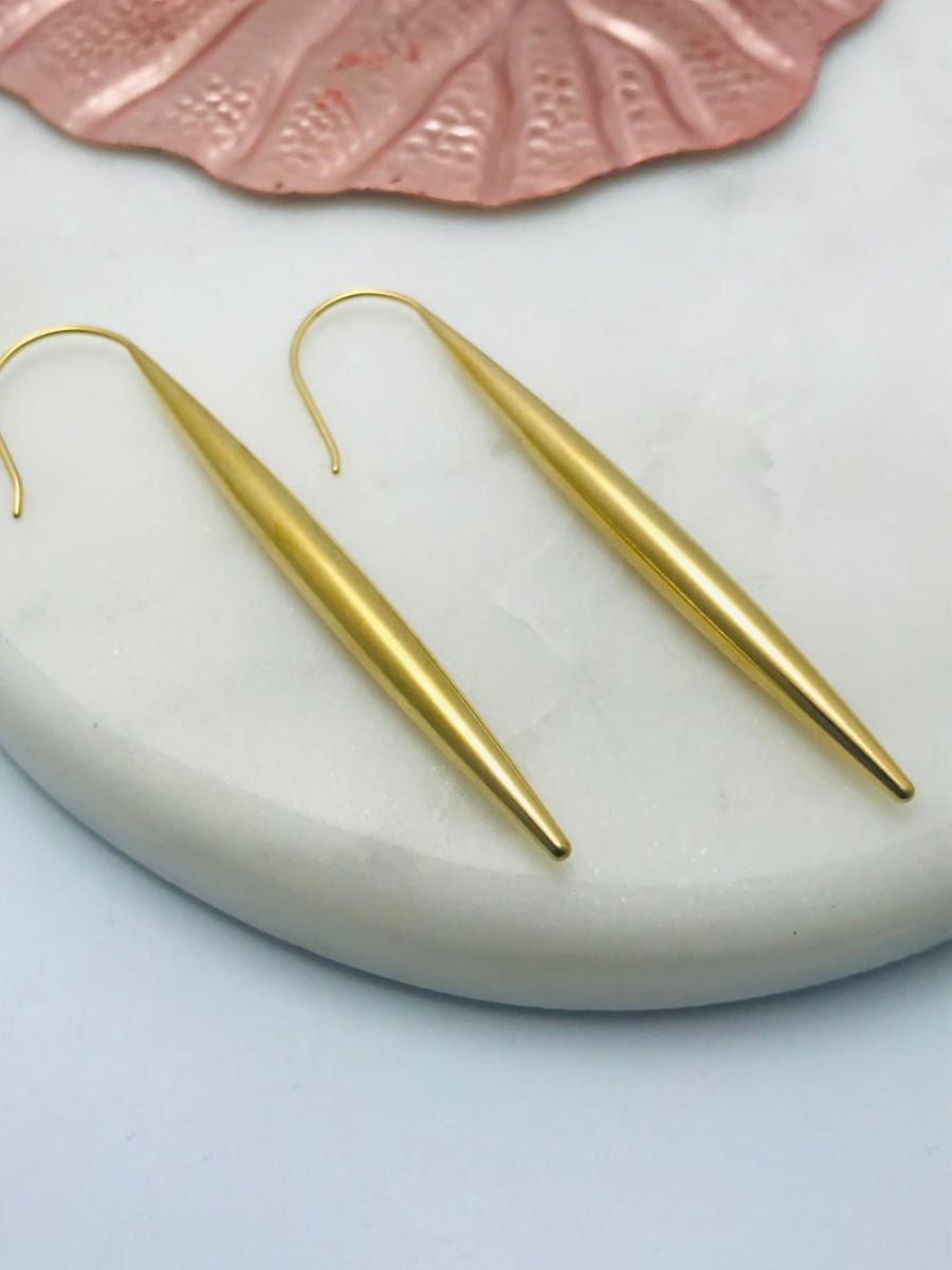 Chunky Line Drop Western Hoop Golden Plated Earrings