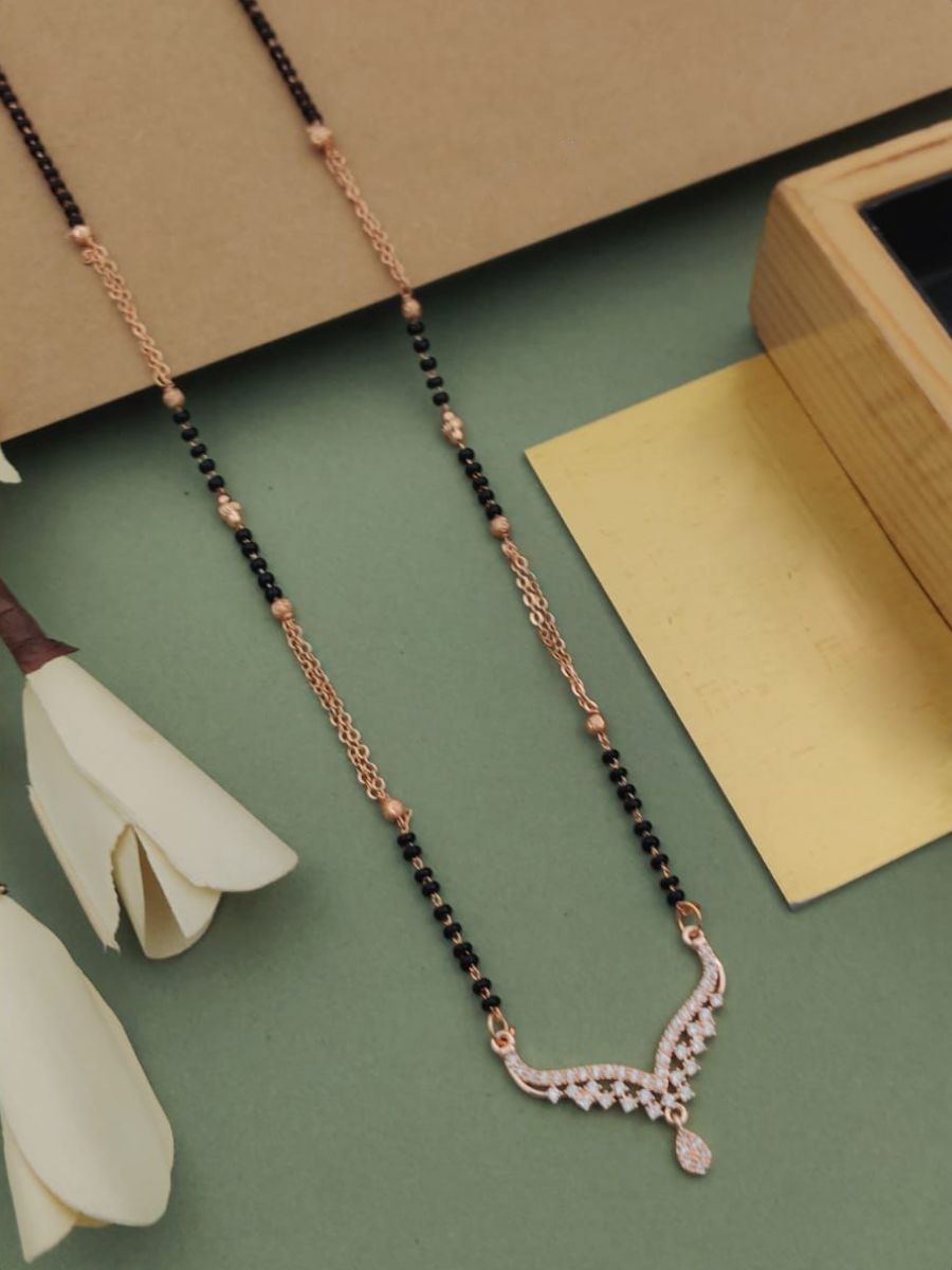 Buy Classic American Diamond Pendant Rose Gold Mangalsutra - TheJewelbox