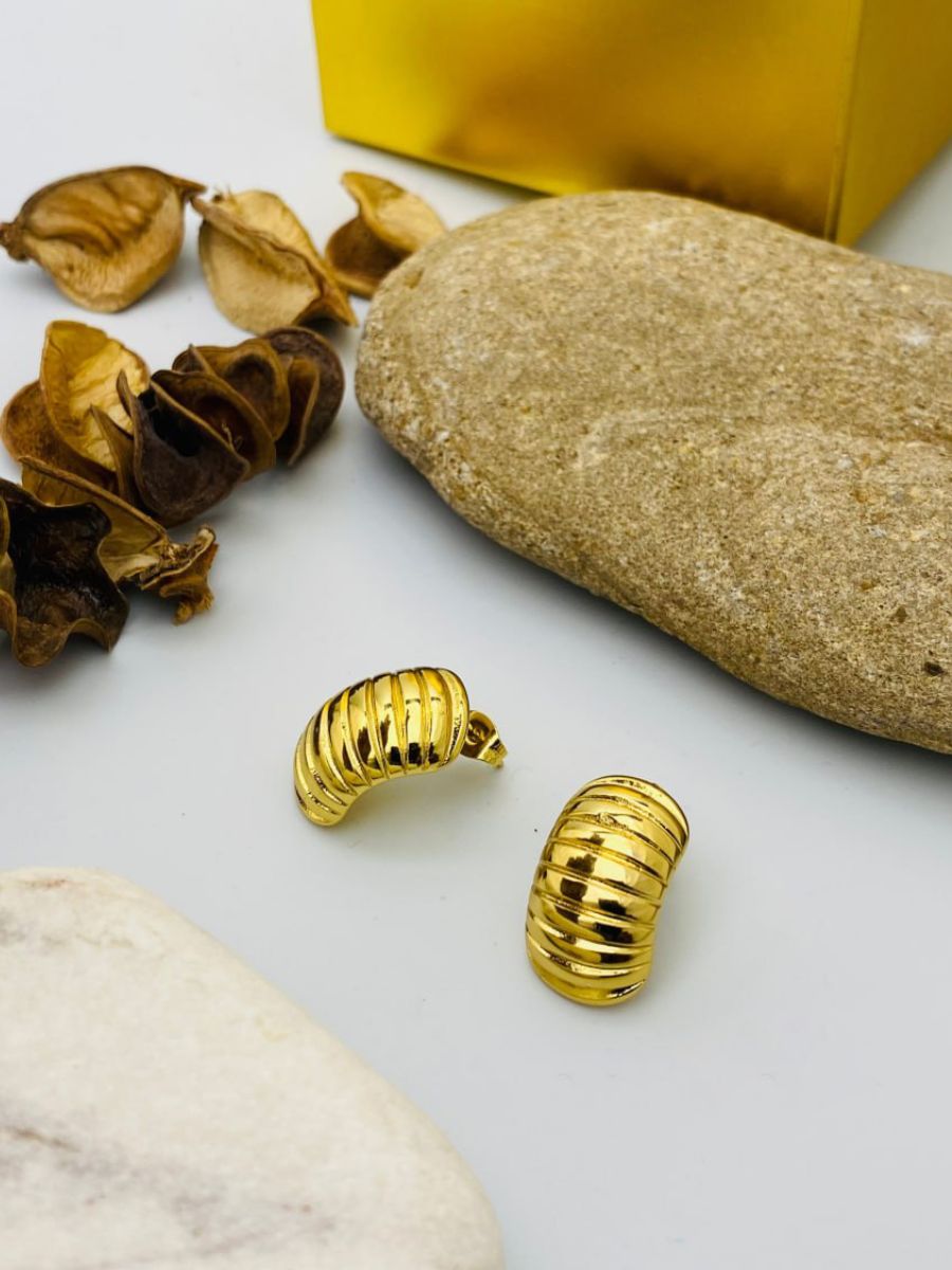 Buy Classic Gold Plated Half Hoop Textured Earrings - TheJewelbox