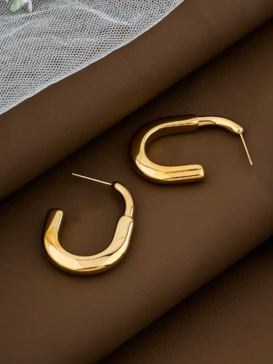 Buy Classic Golden Plated Minimal Hoop Earrings Online - TheJewelbox