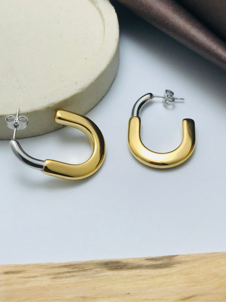 Classic Golden and Silver Plated Minimal Hoop Earrings