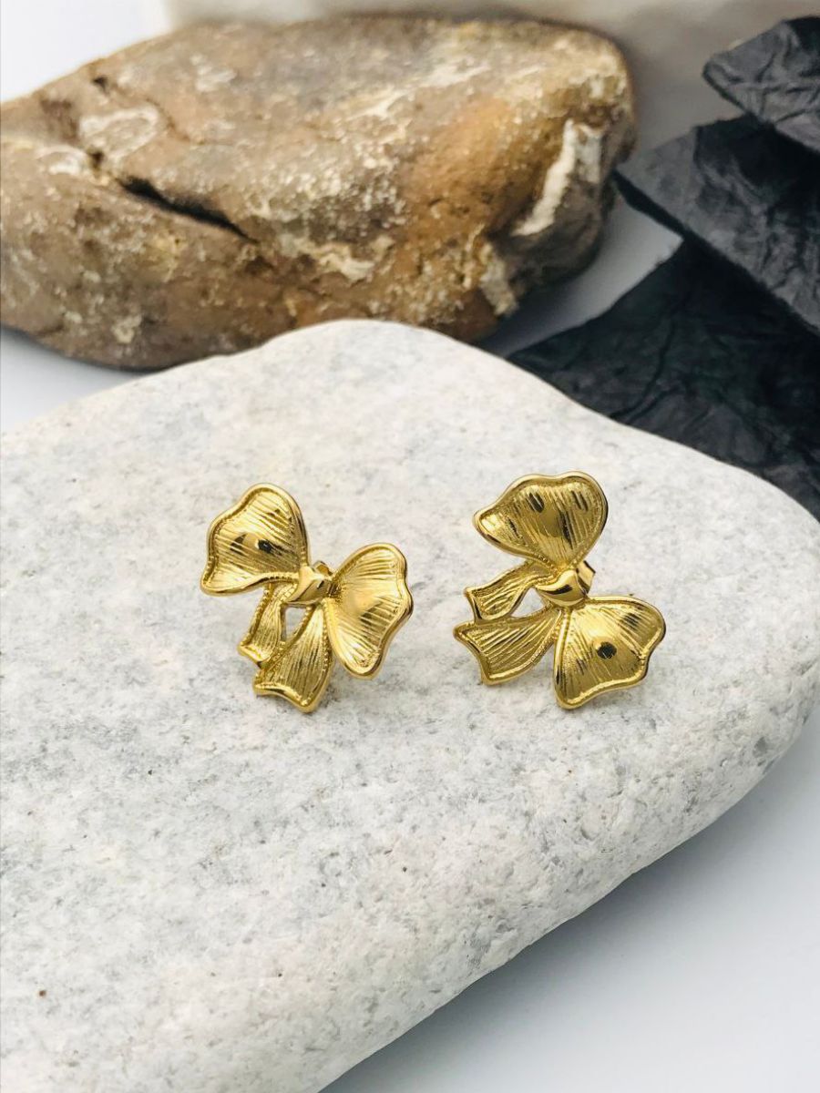 Buy Cute Golden Plated Bow Shaped Stud Earrings - TheJewelbox
