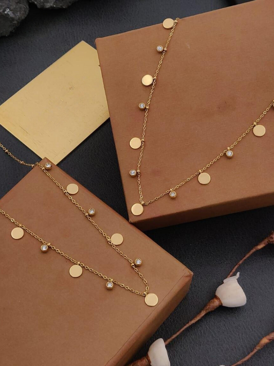 Buy Diamond and Round Charms Rose Gold Minimal Chain Necklace Online - TheJewelbox