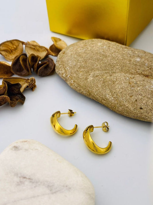 Buy Gold Plated Horn Shaped Half Hoop Earrings - TheJewelbox