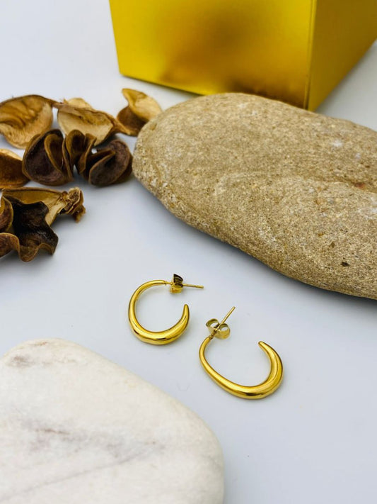 Buy Gold Plated Oval Shaped Half Hoop Earrings - TheJewelbox