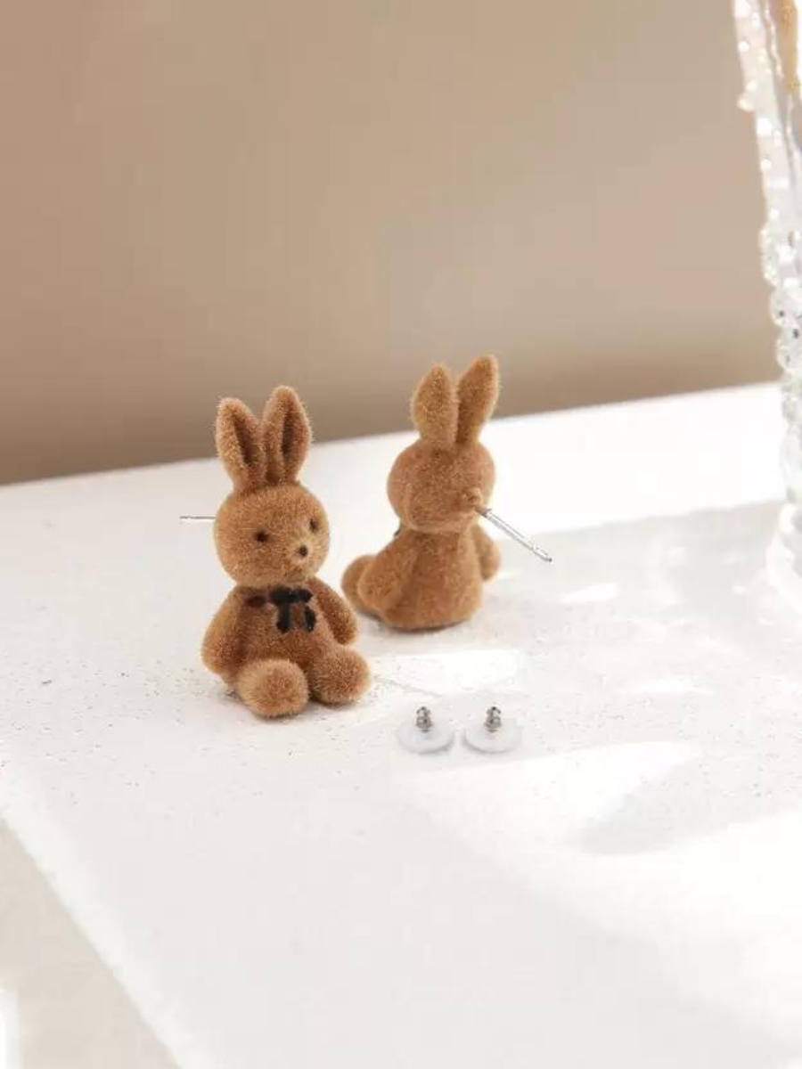 Brown Rabbit Korean Earrings