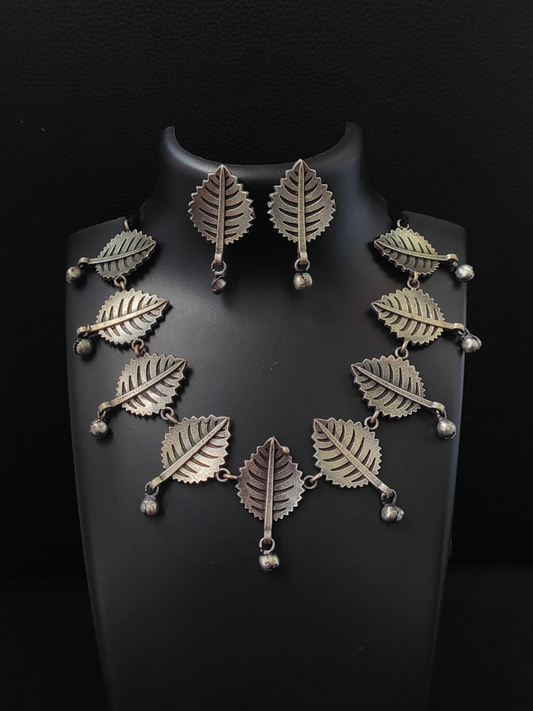 Buy Leaf Shaped Oxidised German Silver Choker Necklace - TheJewelbox