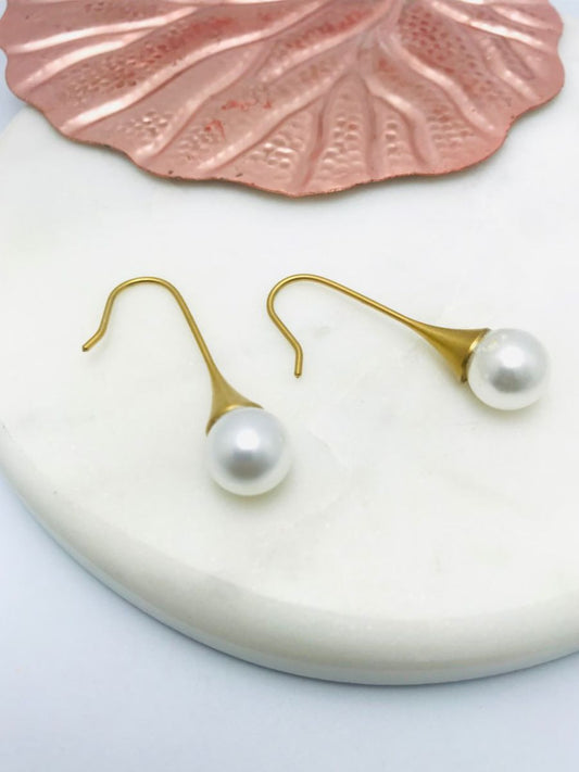 Buy Minimal Pearl Drop Gold Plated Hoop Earrings Online - TheJewelbox