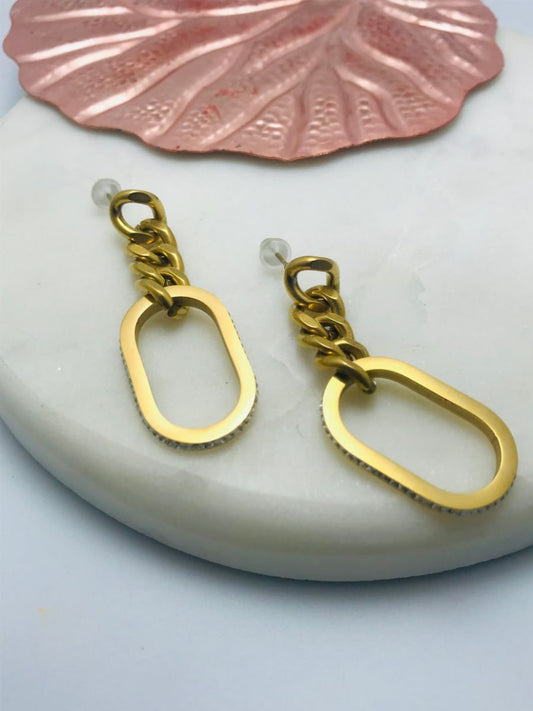 Buy Quirky Golden Plated Link Chain Drop Earrings Online - TheJewelbox
