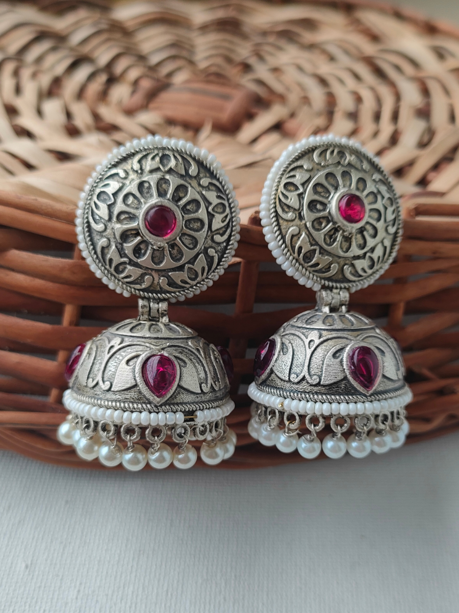 Buy MONKDECOR Beautiful Design Party Wear Earrings For Girls & Women (6  Stone Meena-Rani Pink) Online at Best Prices in India - JioMart.