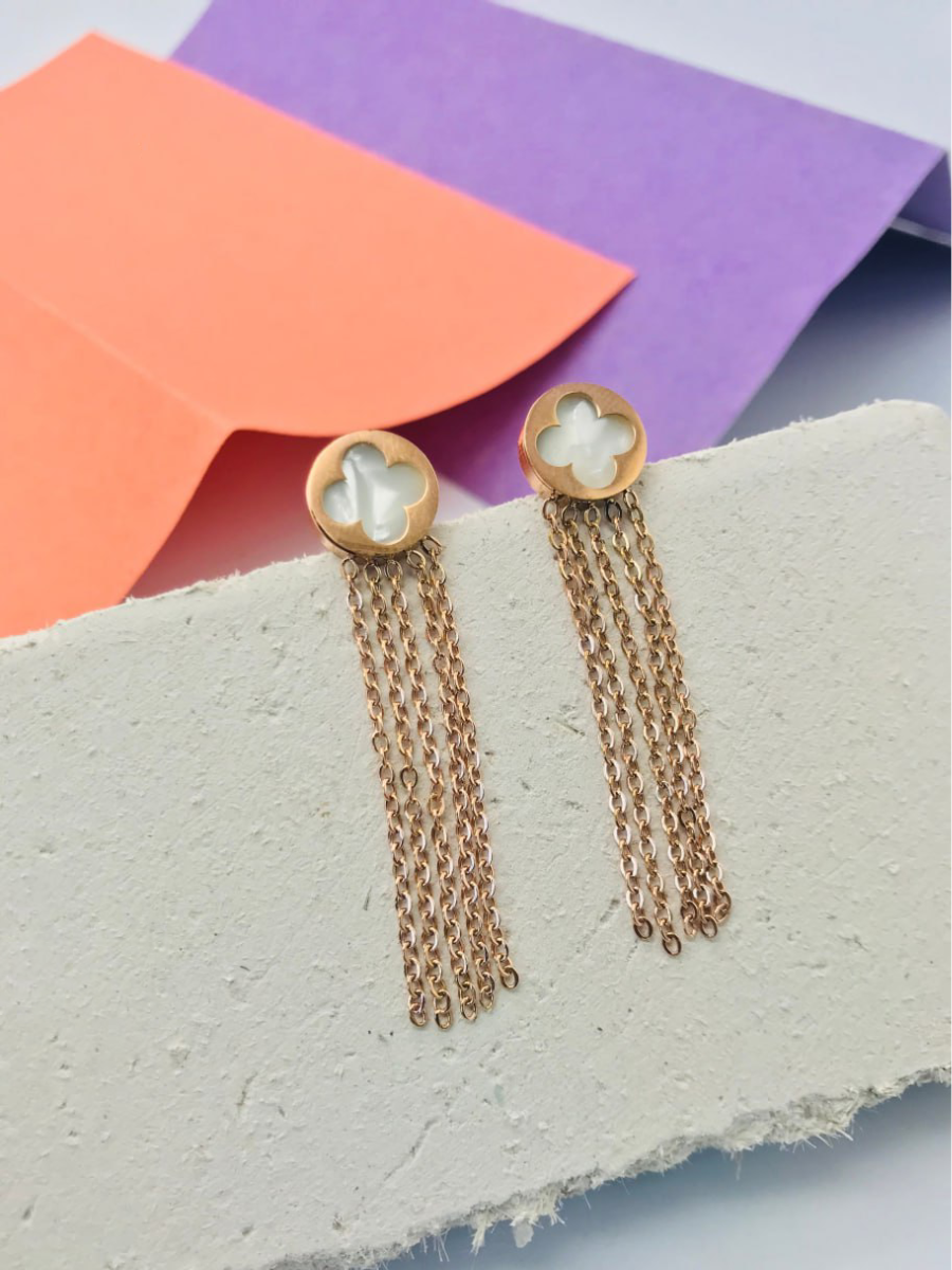 Vembley Korean Gold-plated Zircon Studded Ear Cuff With Pearl Tassel Long  Earrings For Women And Girls 2Pcs/Set : Amazon.in: Fashion