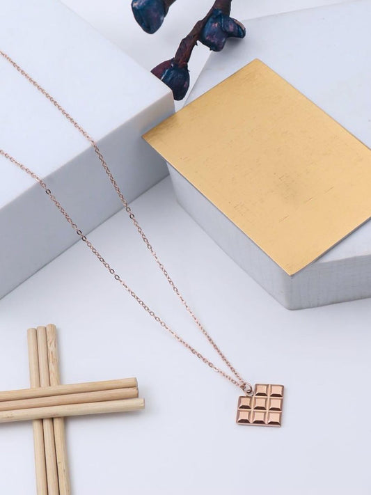 Buy Rose Gold Plated Chocolate Bar Pendant Chain Necklace - TheJewelbox