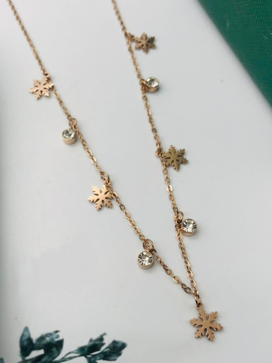 Buy Pipa Bella by Nykaa Fashion Studded Charms Flat Snake Chain Gold  Necklace online
