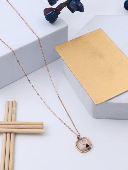 Buy Square Pendant Rose Gold Minimal Chain Necklace - TheJewelbox