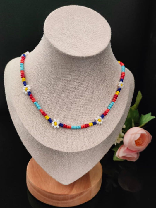 Buy Stylish Girls Multicolor Floral Beaded Necklace Online - TheJewelbox