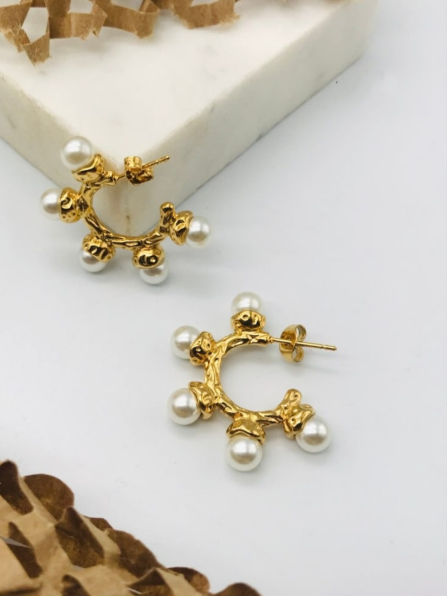 Gold Plated Circular Latest Design Fancy Stylish Stone Earrings –  Silvermerc Designs