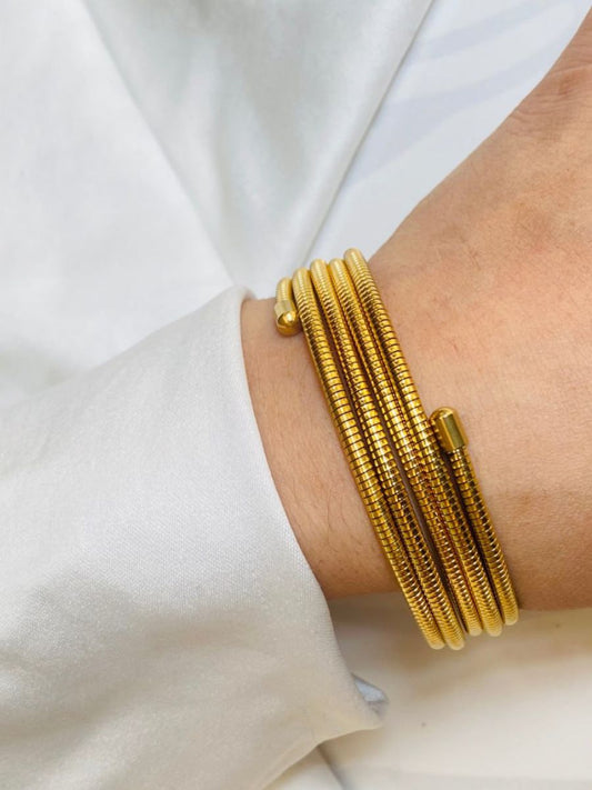 Buy Stylish Golden Plated Five Layer Stretchable Bracelet - TheJewelbox