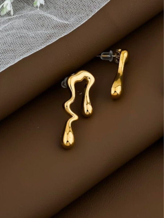 Buy Stylish Irregular Shaped Water Droplet Golden Earrings Online - TheJewelbox