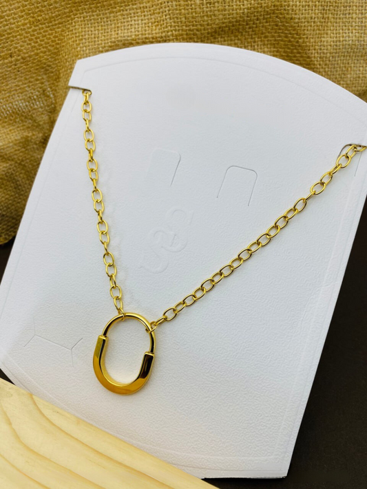 Buy Stylish Lock Pendant Golden Plated Chain Necklace Online - TheJewelbox