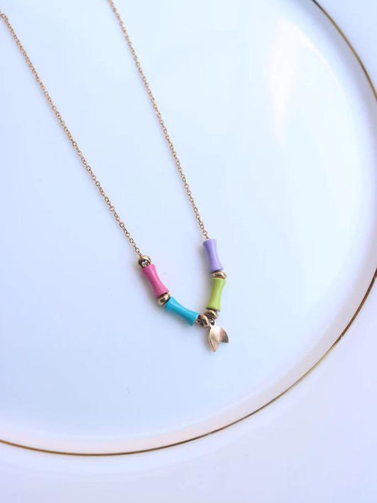 Buy Stylish Multicolor Charms Rose Gold Chain Necklace Online - TheJewelbox