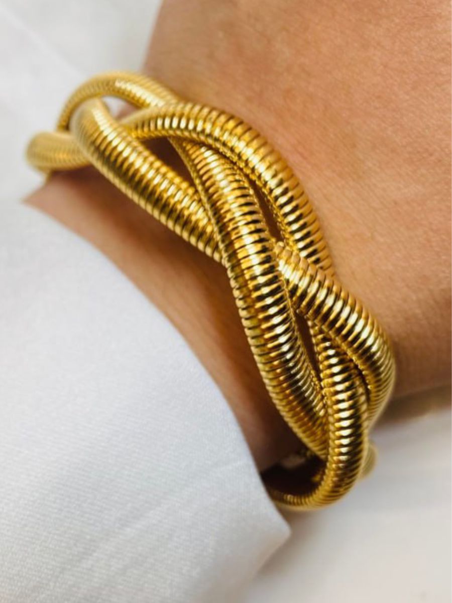 Stylish Triple Stretchable Snake Chain Braided Bracelet