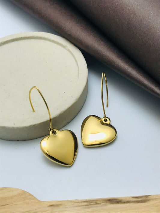 Buy Trendy Gold Plated Heart Hanging Drop Earrings Online - TheJewelbox