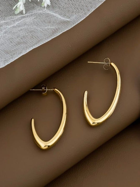 Buy Trendy Gold Plated Minimal Korean Hoop Earrings Online - TheJewelbox